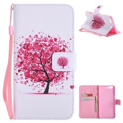 Colored Red Tree PU Leather Wallet Case for OnePlus 5