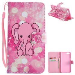 Pink Elephant PU Leather Wallet Case for OnePlus 5