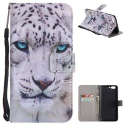 White Leopard PU Leather Wallet Case for OnePlus 5