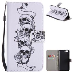 Skull Head PU Leather Wallet Case for OnePlus 5