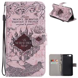 Castle The Marauders Map PU Leather Wallet Case for OnePlus 5