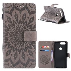 Embossing Sunflower Leather Wallet Case for OnePlus 5T - Gray
