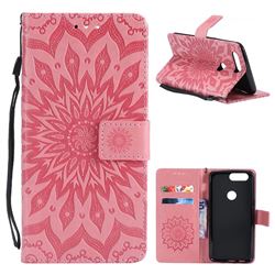 Embossing Sunflower Leather Wallet Case for OnePlus 5T - Pink