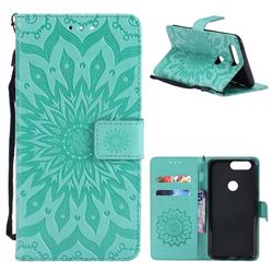 Embossing Sunflower Leather Wallet Case for OnePlus 5T - Green