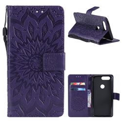 Embossing Sunflower Leather Wallet Case for OnePlus 5T - Purple