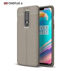 Luxury Auto Focus Litchi Texture Silicone TPU Back Cover for OnePlus 6 - Gray
