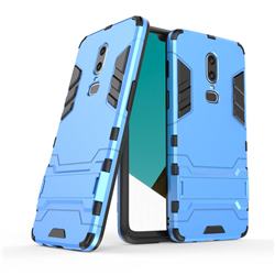 Armor Premium Tactical Grip Kickstand Shockproof Dual Layer Rugged Hard Cover for OnePlus 6 - Light Blue