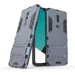 Armor Premium Tactical Grip Kickstand Shockproof Dual Layer Rugged Hard Cover for OnePlus 6 - Navy