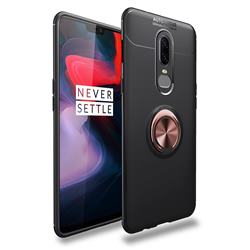 Auto Focus Invisible Ring Holder Soft Phone Case for OnePlus 6 - Black Gold