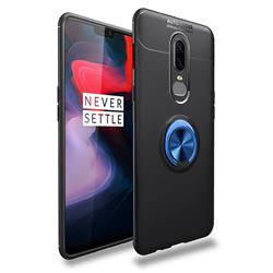 Auto Focus Invisible Ring Holder Soft Phone Case for OnePlus 6 - Black Blue