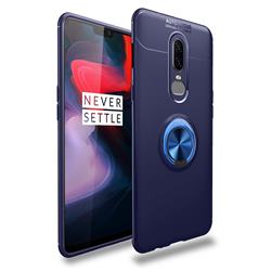Auto Focus Invisible Ring Holder Soft Phone Case for OnePlus 6 - Blue