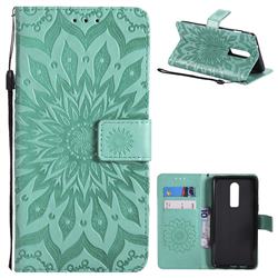 Embossing Sunflower Leather Wallet Case for OnePlus 6 - Green