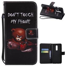 Angry Bear PU Leather Wallet Case for OnePlus 6