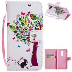 Cat and Tree PU Leather Wallet Case for OnePlus 6