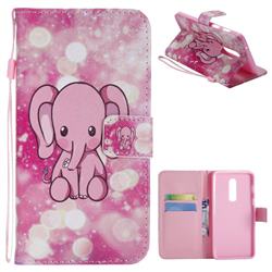 Pink Elephant PU Leather Wallet Case for OnePlus 6
