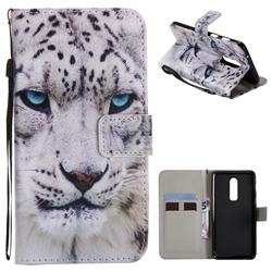 White Leopard PU Leather Wallet Case for OnePlus 6