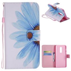 Blue Sunflower PU Leather Wallet Case for OnePlus 6