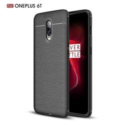 Luxury Auto Focus Litchi Texture Silicone TPU Back Cover for OnePlus 6T - Black