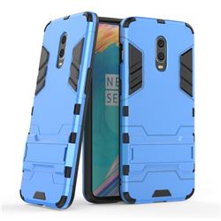 Armor Premium Tactical Grip Kickstand Shockproof Dual Layer Rugged Hard Cover for OnePlus 6T - Light Blue