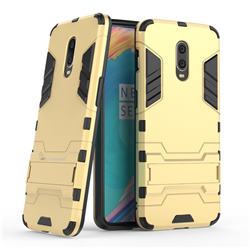 Armor Premium Tactical Grip Kickstand Shockproof Dual Layer Rugged Hard Cover for OnePlus 6T - Golden