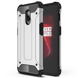 King Kong Armor Premium Shockproof Dual Layer Rugged Hard Cover for OnePlus 6T - Technology Silver