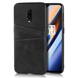 Simple Calf Card Slots Mobile Phone Back Cover for OnePlus 6T - Black