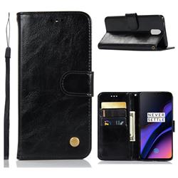 Luxury Retro Leather Wallet Case for OnePlus 6T - Black