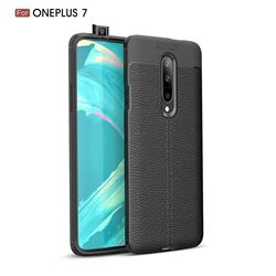 Luxury Auto Focus Litchi Texture Silicone TPU Back Cover for OnePlus 7 - Black