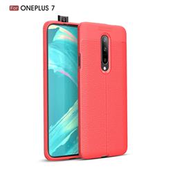 Luxury Auto Focus Litchi Texture Silicone TPU Back Cover for OnePlus 7 - Red