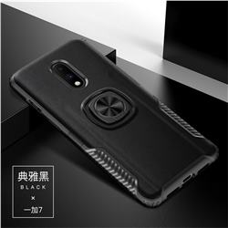 Knight Armor Anti Drop PC + Silicone Invisible Ring Holder Phone Cover for OnePlus 7 - Black