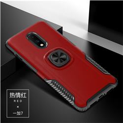 Knight Armor Anti Drop PC + Silicone Invisible Ring Holder Phone Cover for OnePlus 7 - Red