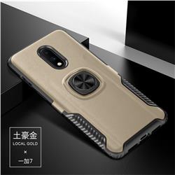Knight Armor Anti Drop PC + Silicone Invisible Ring Holder Phone Cover for OnePlus 7 - Champagne