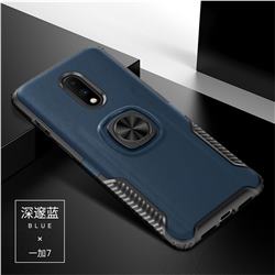 Knight Armor Anti Drop PC + Silicone Invisible Ring Holder Phone Cover for OnePlus 7 - Sapphire