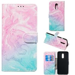Pink Green Marble PU Leather Wallet Case for OnePlus 7