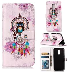 Wind Chimes Owl 3D Relief Oil PU Leather Wallet Case for OnePlus 7