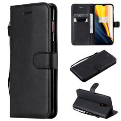 Retro Greek Classic Smooth PU Leather Wallet Phone Case for OnePlus 7 - Black