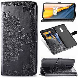 Embossing Imprint Mandala Flower Leather Wallet Case for OnePlus 7 - Black
