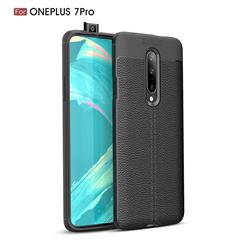 Luxury Auto Focus Litchi Texture Silicone TPU Back Cover for OnePlus 7 Pro - Black
