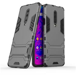 Armor Premium Tactical Grip Kickstand Shockproof Dual Layer Rugged Hard Cover for OnePlus 7 Pro - Gray