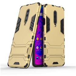 Armor Premium Tactical Grip Kickstand Shockproof Dual Layer Rugged Hard Cover for OnePlus 7 Pro - Golden