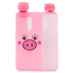 Small Pink Pig Soft 3D Climbing Doll Soft Case for OnePlus 7 Pro