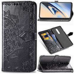 Embossing Imprint Mandala Flower Leather Wallet Case for OnePlus 7 Pro - Black