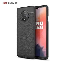 Luxury Auto Focus Litchi Texture Silicone TPU Back Cover for OnePlus 7T - Black