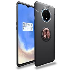 Auto Focus Invisible Ring Holder Soft Phone Case for OnePlus 7T - Black Gold