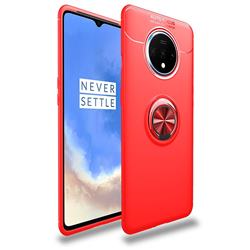 Auto Focus Invisible Ring Holder Soft Phone Case for OnePlus 7T - Red