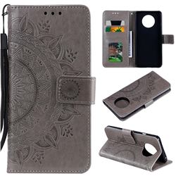 Intricate Embossing Datura Leather Wallet Case for OnePlus 7T - Gray
