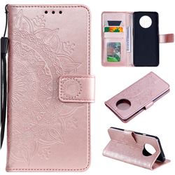 Intricate Embossing Datura Leather Wallet Case for OnePlus 7T - Rose Gold