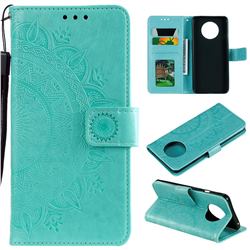 Intricate Embossing Datura Leather Wallet Case for OnePlus 7T - Mint Green
