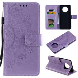 Intricate Embossing Datura Leather Wallet Case for OnePlus 7T - Purple