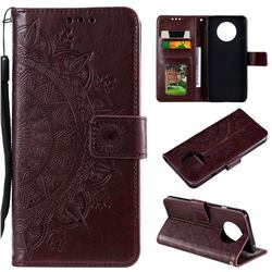 Intricate Embossing Datura Leather Wallet Case for OnePlus 7T - Brown